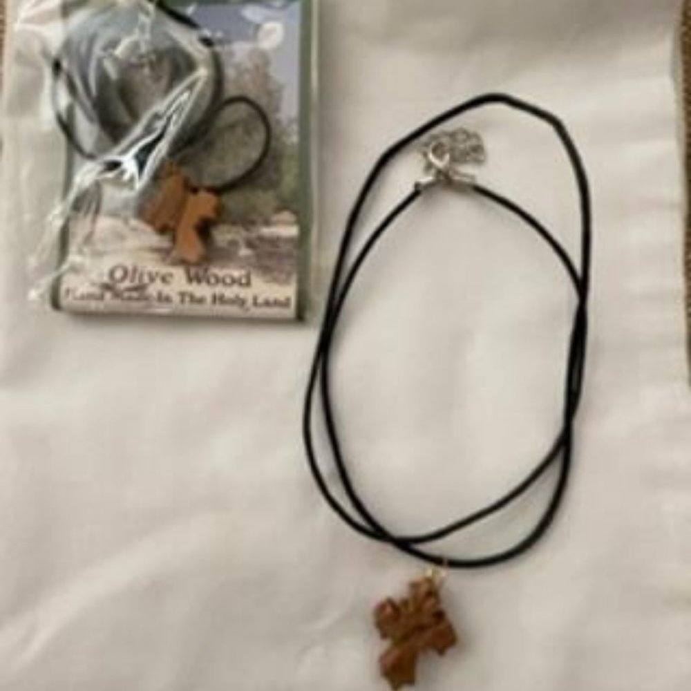 New Olive Wood Cross Necklace.